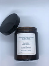 Load image into Gallery viewer, Vanilla, Patchouli &amp; Sandalwood luxury scented soy candle
