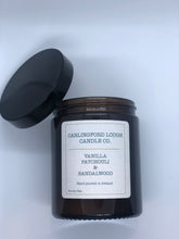 Load image into Gallery viewer, Vanilla, Patchouli & Sandalwood luxury scented soy candle